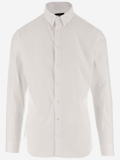 Giorgio Armani Stretch Cotton Blend Shirt In Bn