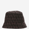 Valentino Garavani Toile Iconographe Nylon Bucket Hat In Ebony