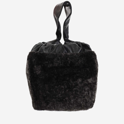 JIL SANDER LEATHER AND SHEARLING BAG