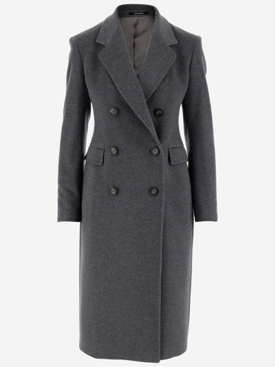 Tagliatore Double-breasted Cashmere Coat In Grey