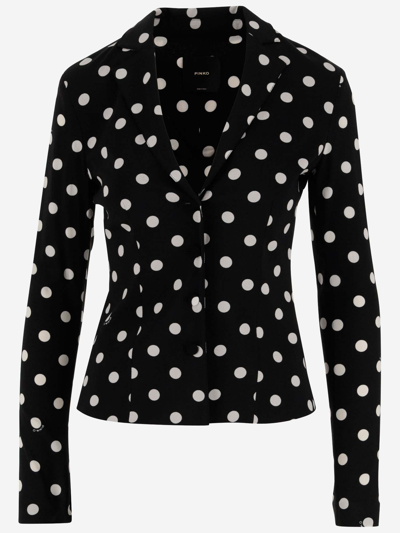 Pinko Single-breasted Polka-dot Blazer In Black