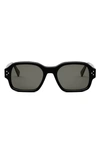 Celine Bold 3 Dots 53mm Geometric Sunglasses In Shiny Black / Smoke