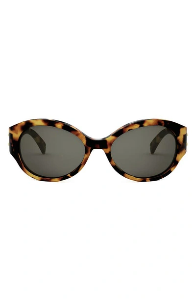 Celine Triomphe 62mm Oval Sunglasses In Blonde Havana / Smoke