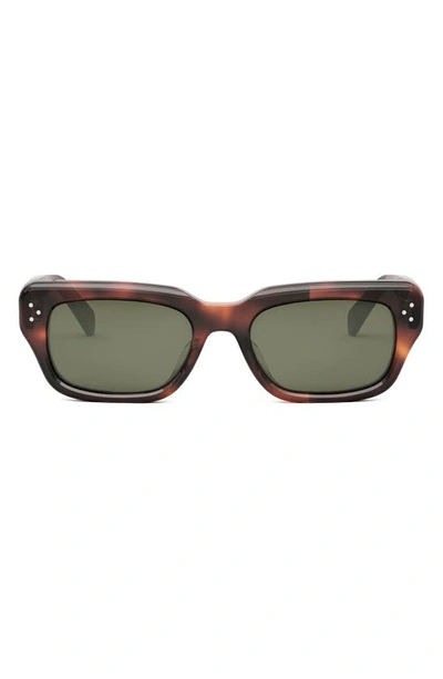 Celine Bold 3 Dots 54mm Rectangular Sunglasses In Havana / Green