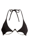 Mugler Logo-plaque Halterneck Bikini Top In Black