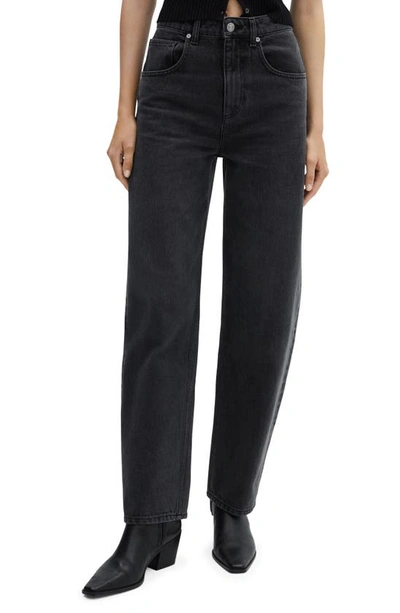 Mango Women's High Waist Balloon Jeans In Black Denim