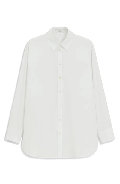 Mango Cotton Oversize Button-up Shirt In White