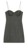 Mango Sweetheart Neck Minidress In Grey