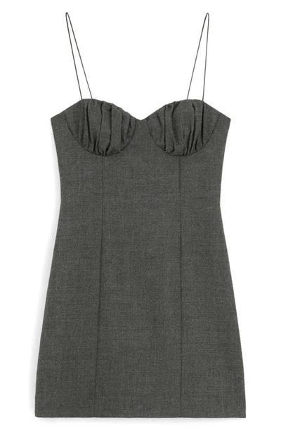 Mango Sweetheart Neck Minidress In Grey