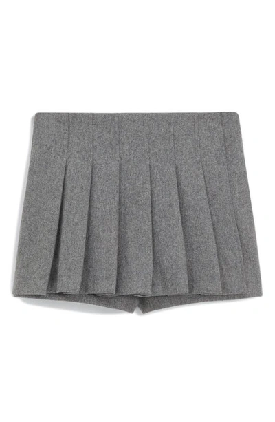 Mango Pleated Wool Blend Miniskort In Grey