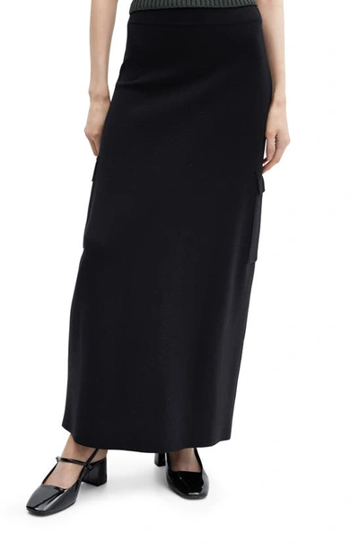 Mango Women's Cargo Pockets Knit Skirt In Black