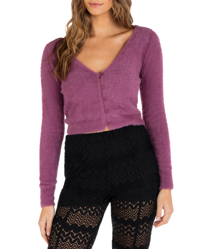 Hurley Juniors' Smooth Move Cropped Cardigan In Violet Quartz