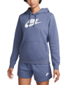 Nike Women's Sportswear Club Fleece Logo Pullover Hoodie In Diffused Blue/white 