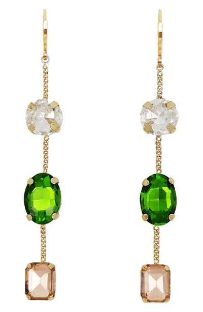 Petit Moments Alice Linear Drop Earrings In Neutral Green