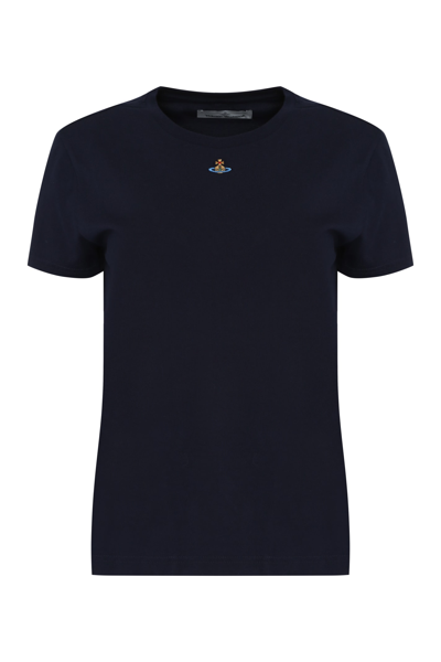 Vivienne Westwood Orb-embroidered Short-sleeve T-shirt In Blue
