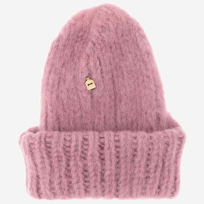 Myssy Wool Beanie Hat In Pink