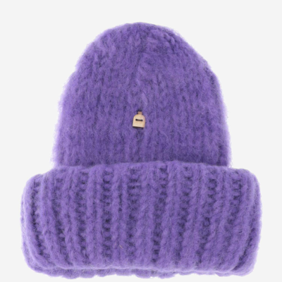 Myssy Wool Beanie Hat In Purple