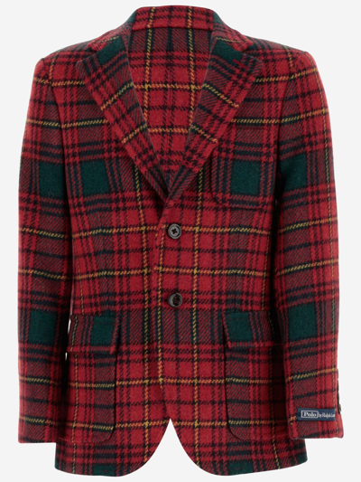 Polo Ralph Lauren Kids' Wool Jacket With Plaid Pattern In Red