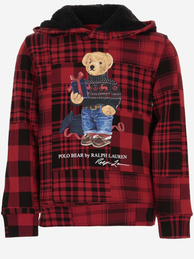 Polo Ralph Lauren Kids' Polo Bear Cotton Blend Hoodie In Red