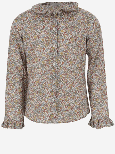 Il Gufo Cotton Shirt With Ruffles In Oliva