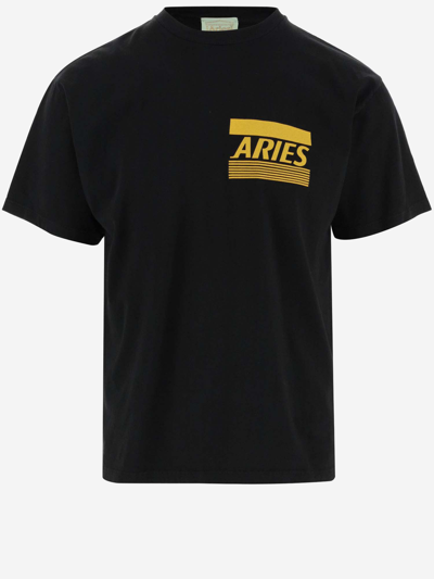 Aries Logo-print Cotton T-shirt In Black