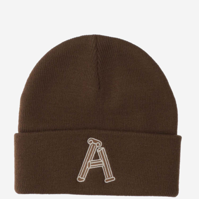 Aries Embroidered Beanie In Brown