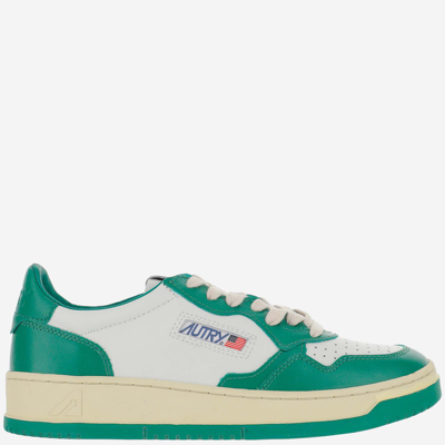 Autry Medalist Low Leather Sneakers In Wht/green