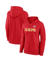 Fanatics Women's  Red Kansas City Chiefs Iconic Cotton Fleece Checklist Pullover Hoodie In Red