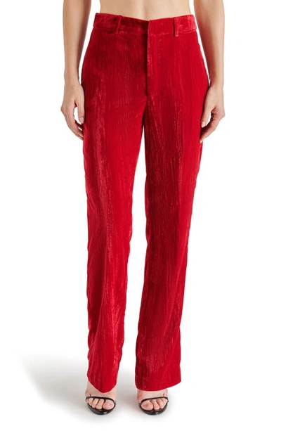 Steve Madden Mercer Crushed Velvet Pants In Red