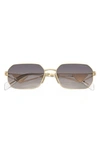 Prada 58mm Rectangular Sunglasses In Blue Mirror/ Gold