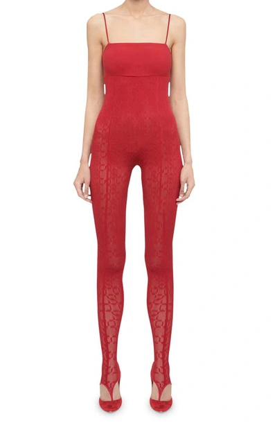 Wolford Simkhai Warp Knit Logo Jumpsuit In Autumn Red