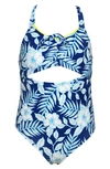 HOBIE HOBIE KIDS' LEI CUTOUT ONE-PIECE SWIMSUIT