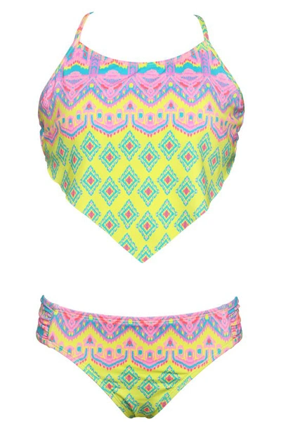 Hobie Kids' Ikat Hankini Two-piece Swimsuit In Citron