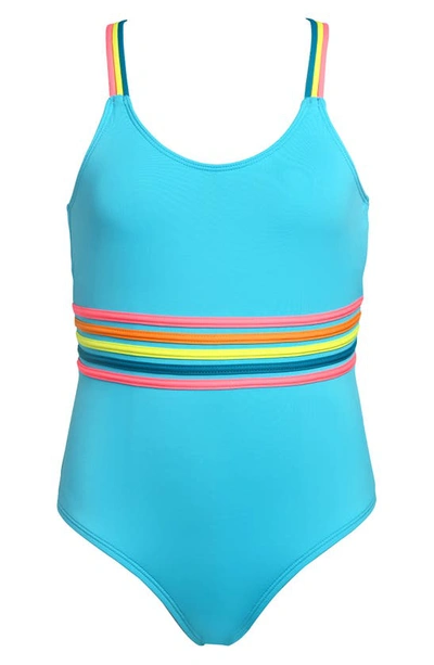 Hobie Kid's Smiles One-piece Swimsuit In Blue Hawaii