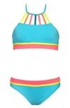 HOBIE KIDS' SMILES HALTER NECK TWO-PIECE SWIMSUIT