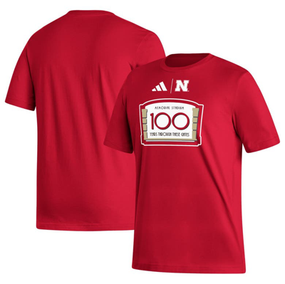 Adidas Originals Adidas  Scarlet Nebraska Huskers Memorial Stadium 100th Anniversary Sideline Strategy Fresh T-shirt
