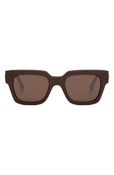 Fendi The Graphy 51mm Geometric Sunglasses In Matte Bordeaux / Brown