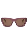 Fendi Roma Rectangular Sunglasses In Shiny Violet / Brown