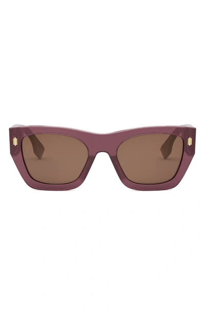 Fendi Roma Rectangular Sunglasses In Shiny Violet / Brown