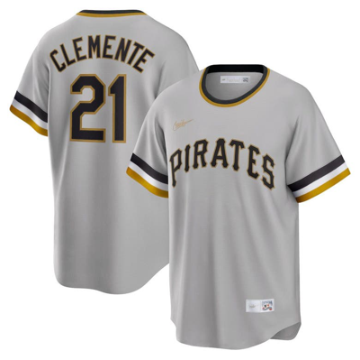 Nike Roberto Clemente Gray Pittsburgh Pirates Road Cooperstown Collection Player Jersey