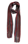 Missoni Chevron Fringe Twilly Scarf In Purple Multicolor