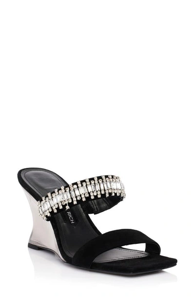 Jessica Rich Women's Gem Embellished Slip On Wedge Sandals In Noir