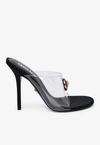 Versace Medusa Clear Stiletto Mule Sandals In Transparent