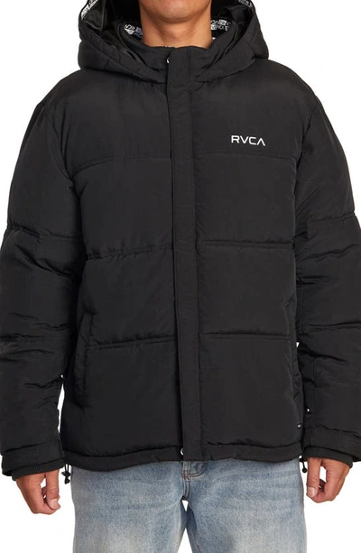 Rvca Balance Water Repellent Puffer Jacket In  Black