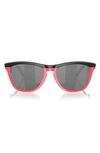 Oakley Frogskins Hybrid Round-frame Sunglasses In Matte Black / Neon Pink