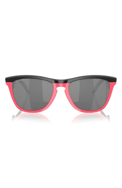 Oakley Frogskins Hybrid Round-frame Sunglasses In Matte Black / Neon Pink
