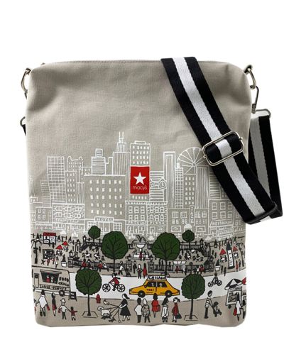 Macy's Chicago Crossbody Canvas Bag With Silver Hardware, Created For  In Gray