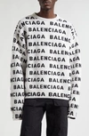 BALENCIAGA ALLOVER LOGO WOOL BLEND CREWNECK SWEATER