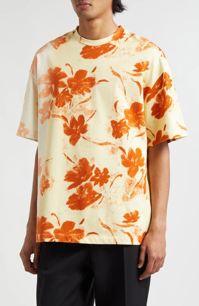 Jil Sander T-shirt Mit Blumen-print In Burnt Amber