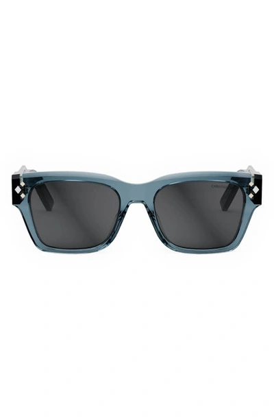 Dior Men's Cd Diamond S2i 54mm Geometric Sunglasses In Shiny Blue Smoke